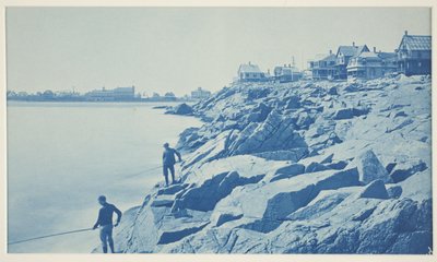 Kaksi miestä kalastamassa Rocksista Seaside Resortissa tekijältä William H. Cades