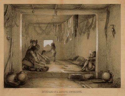 Hopi-asunnon sisustus, 1800-luvun loppu - 1900-luvun alku. tekijältä William H. Jackson