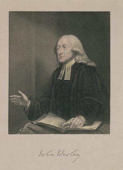John Wesleyn (1703-91) muotokuva, kaiverrettu William Hollin (1807-71) toimesta, julkaisija A. Fullarton ja Co. tekijältä William Hamilton