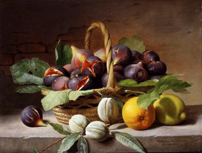 Asetelma viikunoiden ja saksanpähkinöiden kanssa tekijältä William Hammer