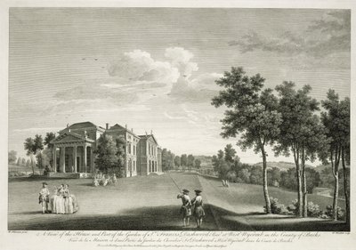 Näkymä talosta ja osasta puutarhaa West Wycombessa, Buckinghamshiressä, kaiverrus William Woollett (1735-85) tekijältä William Hannan