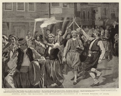 Armenia joukkomurhien jälkeen, sulhanen kulkue muslimien häissä Adanassa tekijältä William Hatherell
