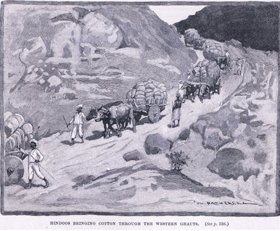 Hindut tuovat puuvillaa Länsi-Ghautsin kautta 1862 jKr. tekijältä William Hatherell