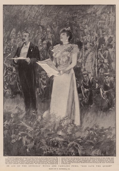 Upseerien vaimojen ja perheiden rahaston hyväksi, God Save the Queen (Jumala suojele kuningatarta) tekijältä William Hatherell