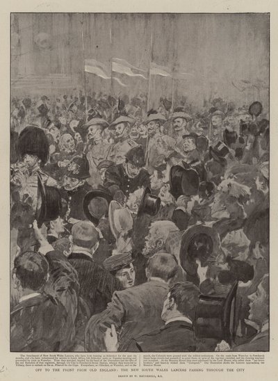Eteenpäin Vanhasta Englannista, New South Wales Lancerit kulkevat kaupungin läpi tekijältä William Hatherell