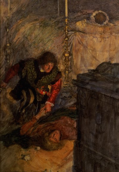 Romeo ja Julia, näytös V kohtaus 4 (akvarelli paperille) tekijältä William Hatherell