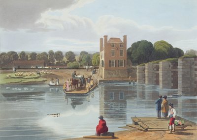 Datchet Ferry, lähellä Windsoria, kaivertanut Robert Havell Nuorempi (1793-1878), julkaistu 1818 (akvatinta) tekijältä William Havell