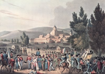 Vittorian taistelu, 1813, Bringing in the Prisoners, kaivertanut I. Clarke, akvatintoinut M. DuBourg (akvatinta) tekijältä William Heath