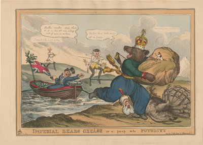 Imperial Bears Grease Kreikka tai kurkistus tulevaisuuteen. Karikatyyri Venäjän ja Turkin sodasta, 1828. tekijältä William Heath