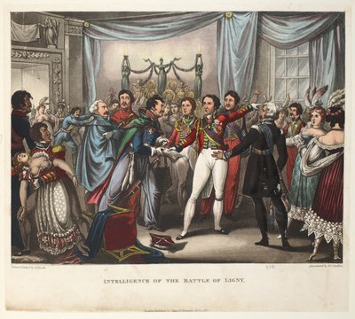 Intelligence of the Battle of Ligny, akvatinta J.C. Stadler, pub. Tegg, huhtikuu 1818 (akvatinta) tekijältä William Heath