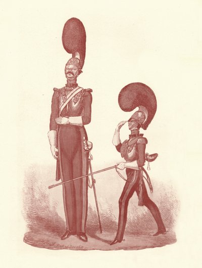 Näyttää eron miehen ja upseerin välillä, 1830-1840, 1909 tekijältä William Heath
