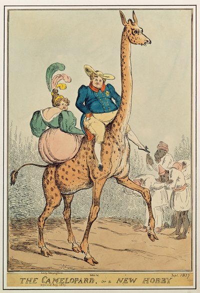 Camelopard tai uusi harrastus, 1827 (värikaiverrus) tekijältä William Heath