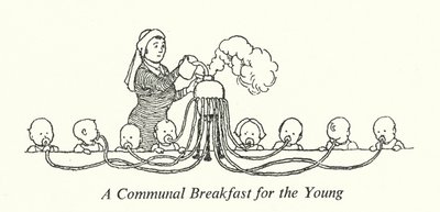 Yhteinen aamiainen nuorille (litho) tekijältä William Heath Robinson