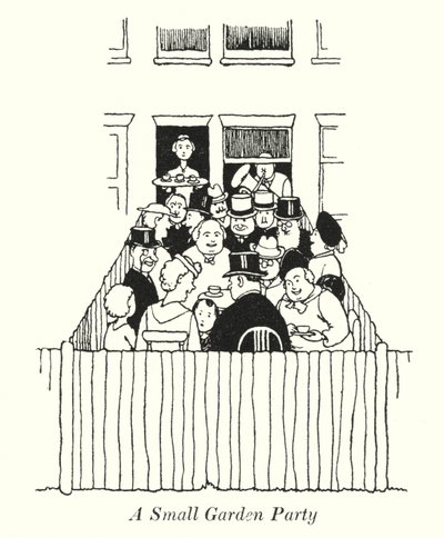 Pienet puutarhajuhlat (litho) tekijältä William Heath Robinson