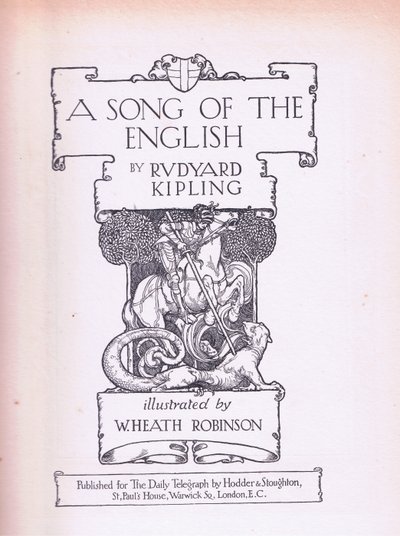 Englanninkielisen nimilehden laulu (St George and the Dragon) tekijältä William Heath Robinson