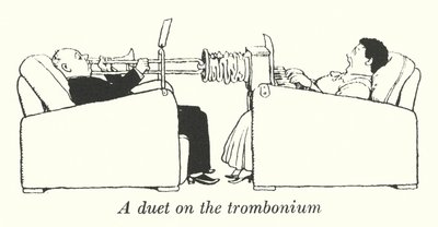 Duetto pasuunalla (litho) tekijältä William Heath Robinson