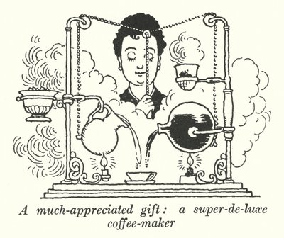 Arvostettu lahja, super-de-luxe-kahvinkeitin (litho) tekijältä William Heath Robinson