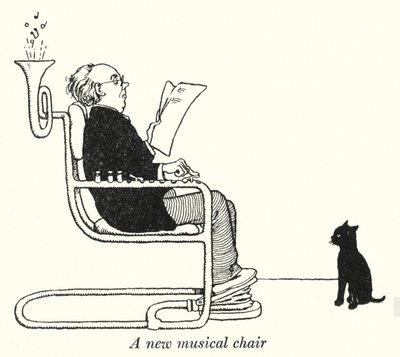 Uusi musiikkituoli (litho) tekijältä William Heath Robinson