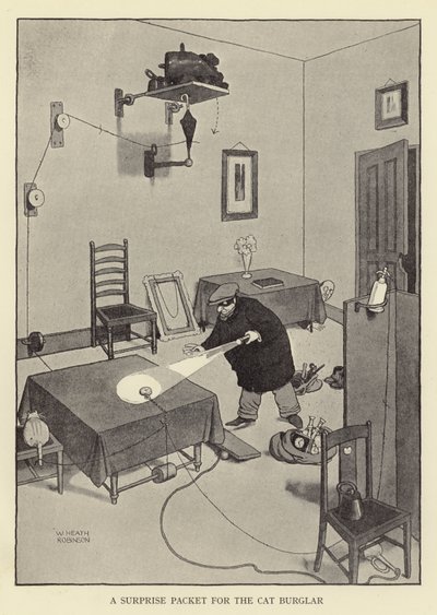 Yllätyspaketti kissamurtovarkaalle tekijältä William Heath Robinson