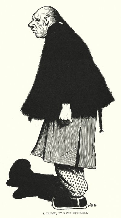 Räätäli, nimeltä Mustapha (kaiverrus) tekijältä William Heath Robinson