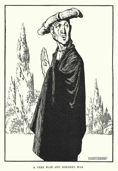 Erittäin viisas ja huomaamaton mies (litho) tekijältä William Heath Robinson