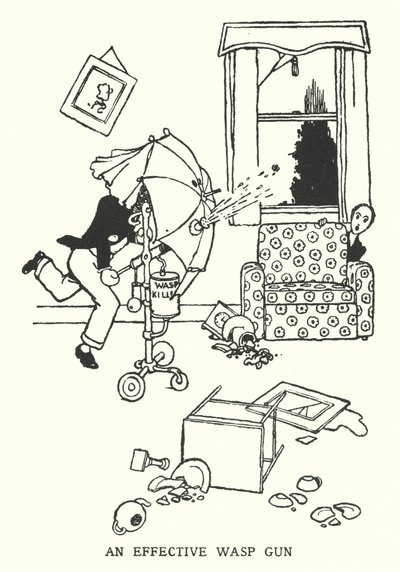 Tehokas ampiaisase (litho) tekijältä William Heath Robinson