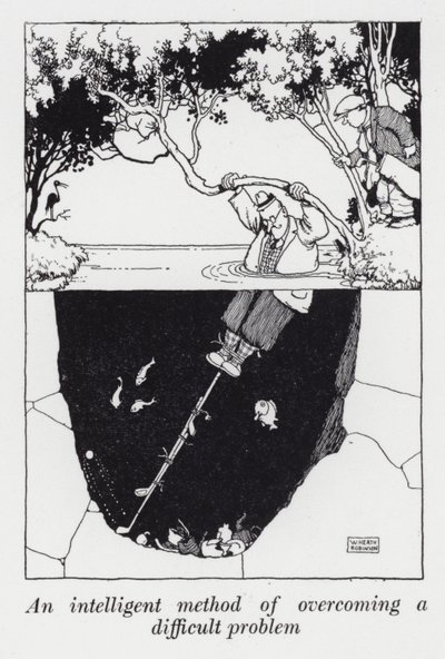Älykäs menetelmä vaikean ongelman voittamiseksi (litho) tekijältä William Heath Robinson