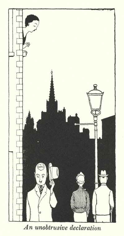Huomaamaton julistus (litho) tekijältä William Heath Robinson