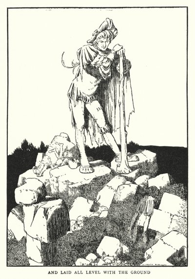 Ja asetti kaikki tasolle maan kanssa (litho) tekijältä William Heath Robinson