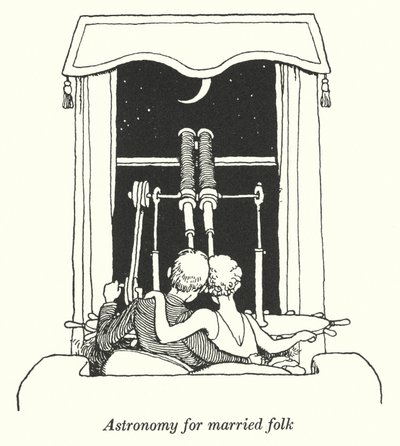 Tähtitiede naimisissa oleville ihmisille (litho) tekijältä William Heath Robinson