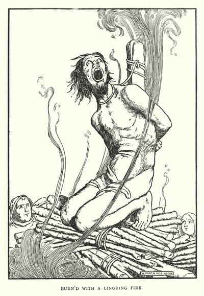 Poltettu viileällä tulella (litho) tekijältä William Heath Robinson