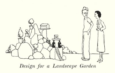 Suunnittelu maisemapuutarhaan (litho) tekijältä William Heath Robinson