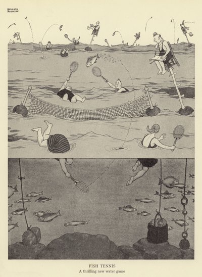 Fish Tennis, jännittävä uusi vesipeli tekijältä William Heath Robinson