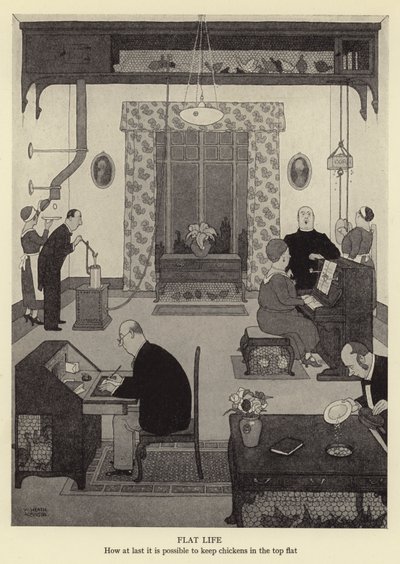 Tasainen elämä, kuinka vihdoinkin on mahdollista pitää kanoja ylätasossa tekijältä William Heath Robinson