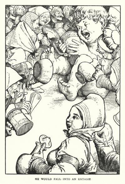 Hän lankesi ekstaasiaan (litho) tekijältä William Heath Robinson