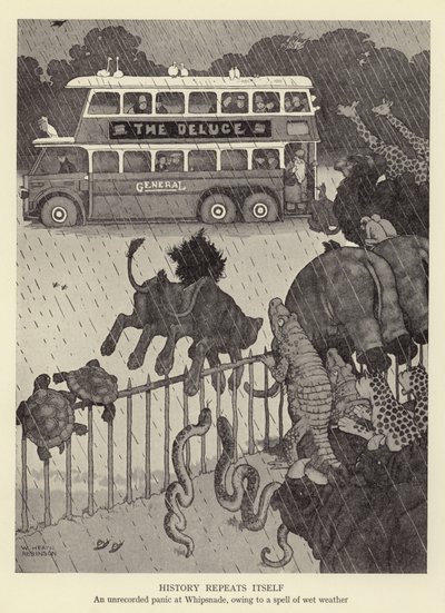 Historia toistaa itseään, kirjaamaton paniikki Whipsnadessa kostean sään vuoksi tekijältä William Heath Robinson