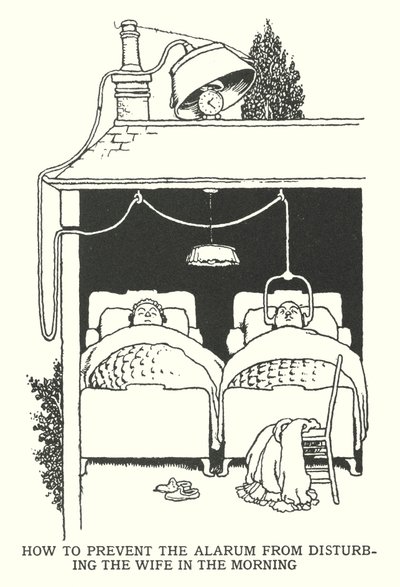 Kuinka estää hälytintä häiritsemästä vaimoa aamulla (litho) tekijältä William Heath Robinson