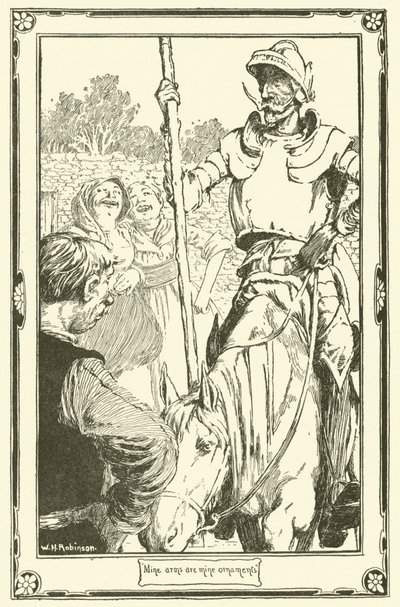 Kuvitus Don Quijotelle (litho) tekijältä William Heath Robinson