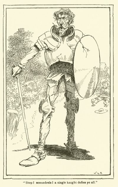 Kuvitus Don Quijotelle (litho) tekijältä William Heath Robinson