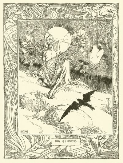 Kuvitus Don Quijotelle (litho) tekijältä William Heath Robinson
