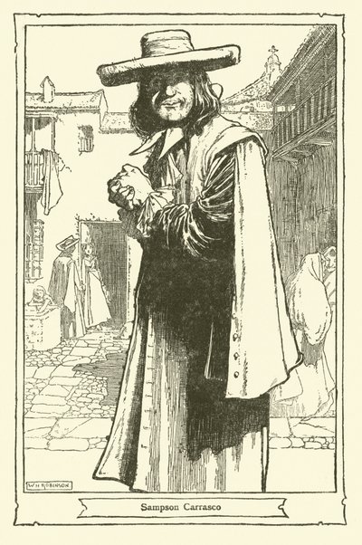 Kuvitus Don Quijotelle (litho) tekijältä William Heath Robinson
