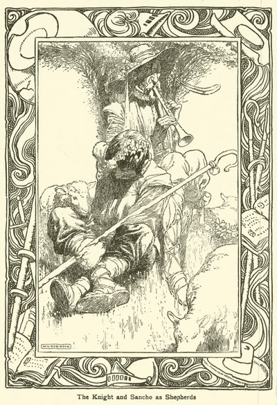 Kuvitus Don Quijotelle (litho) tekijältä William Heath Robinson