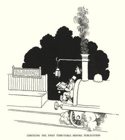 Kuvitus Railway Ribaldrylle, W Heath Robinson (litho) tekijältä William Heath Robinson