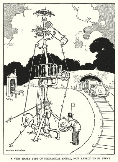 Kuvitus Railway Ribaldrylle, W Heath Robinson (litho) tekijältä William Heath Robinson