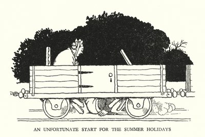 Kuvitus Railway Ribaldrylle, W Heath Robinson (litho) tekijältä William Heath Robinson