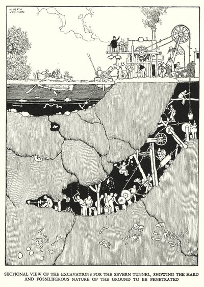 Kuvitus Railway Ribaldrylle, W Heath Robinson (litho) tekijältä William Heath Robinson