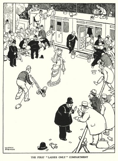 Kuvitus Railway Ribaldrylle, W Heath Robinson (litho) tekijältä William Heath Robinson