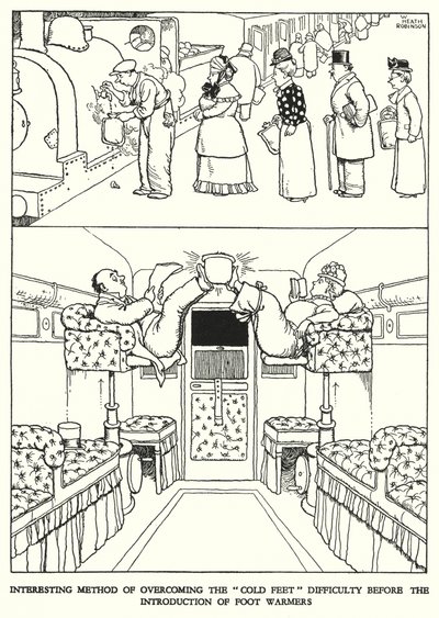 Kuvitus Railway Ribaldrylle, W Heath Robinson (litho) tekijältä William Heath Robinson