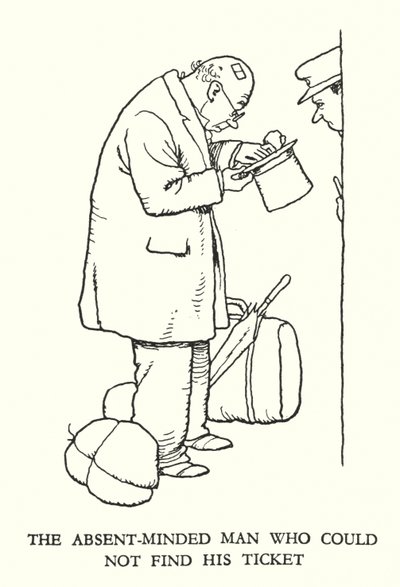 Kuvitus Railway Ribaldrylle, W Heath Robinson (litho) tekijältä William Heath Robinson