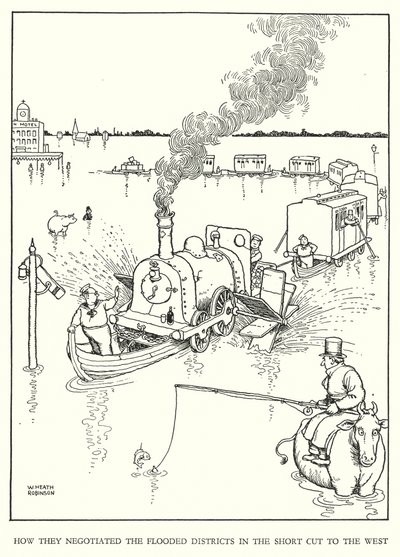 Kuvitus Railway Ribaldrylle, W Heath Robinson (litho) tekijältä William Heath Robinson